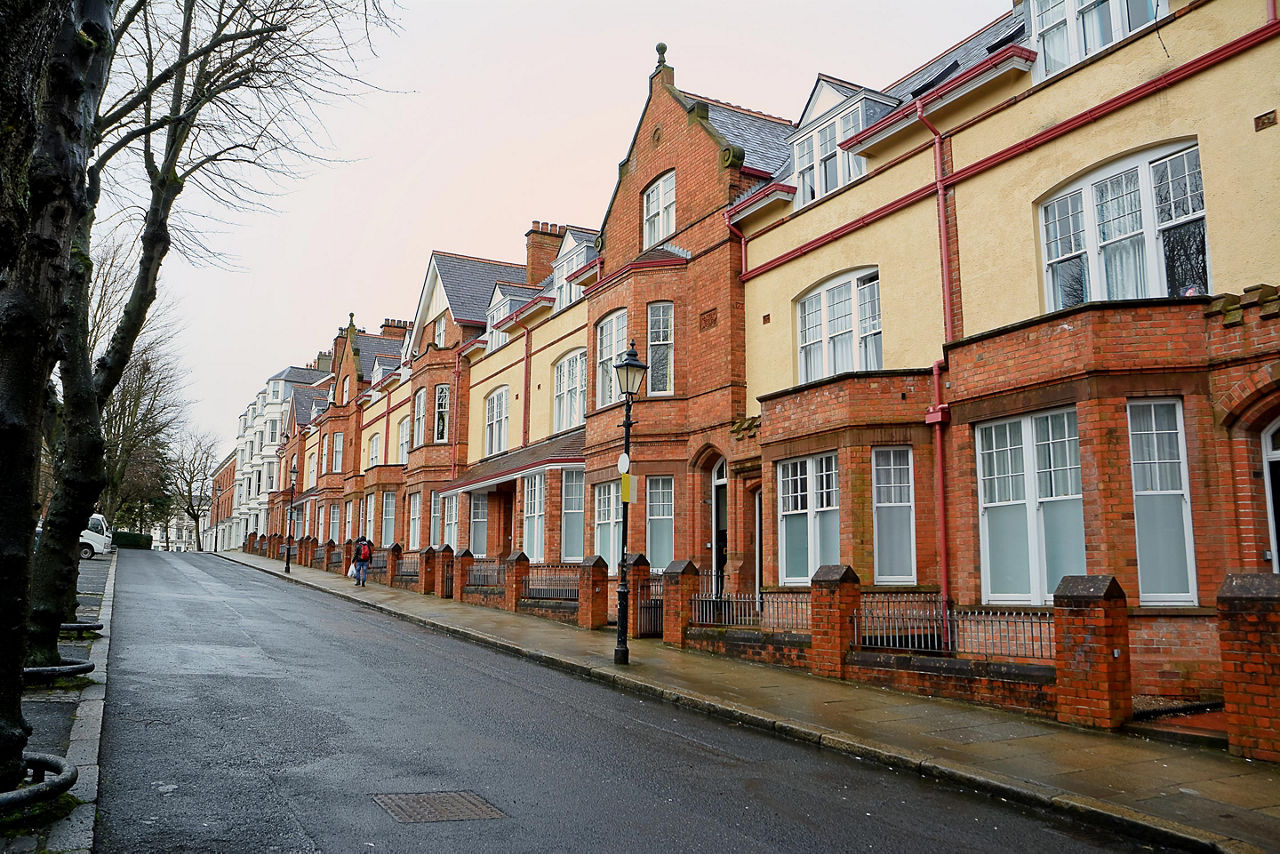 a street in the student quarter of Belfast, Northern Ireland