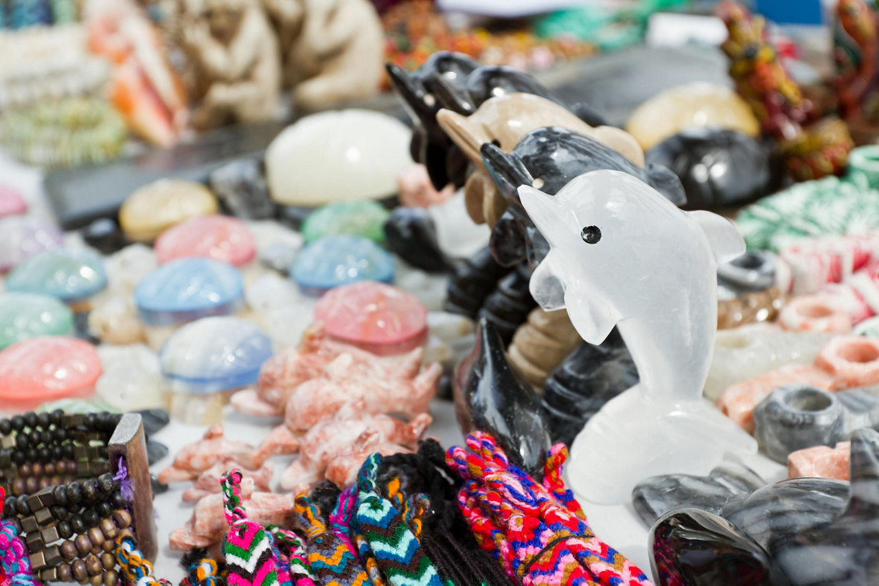 Souvenirs at a Local Marketplace. Belize City. 