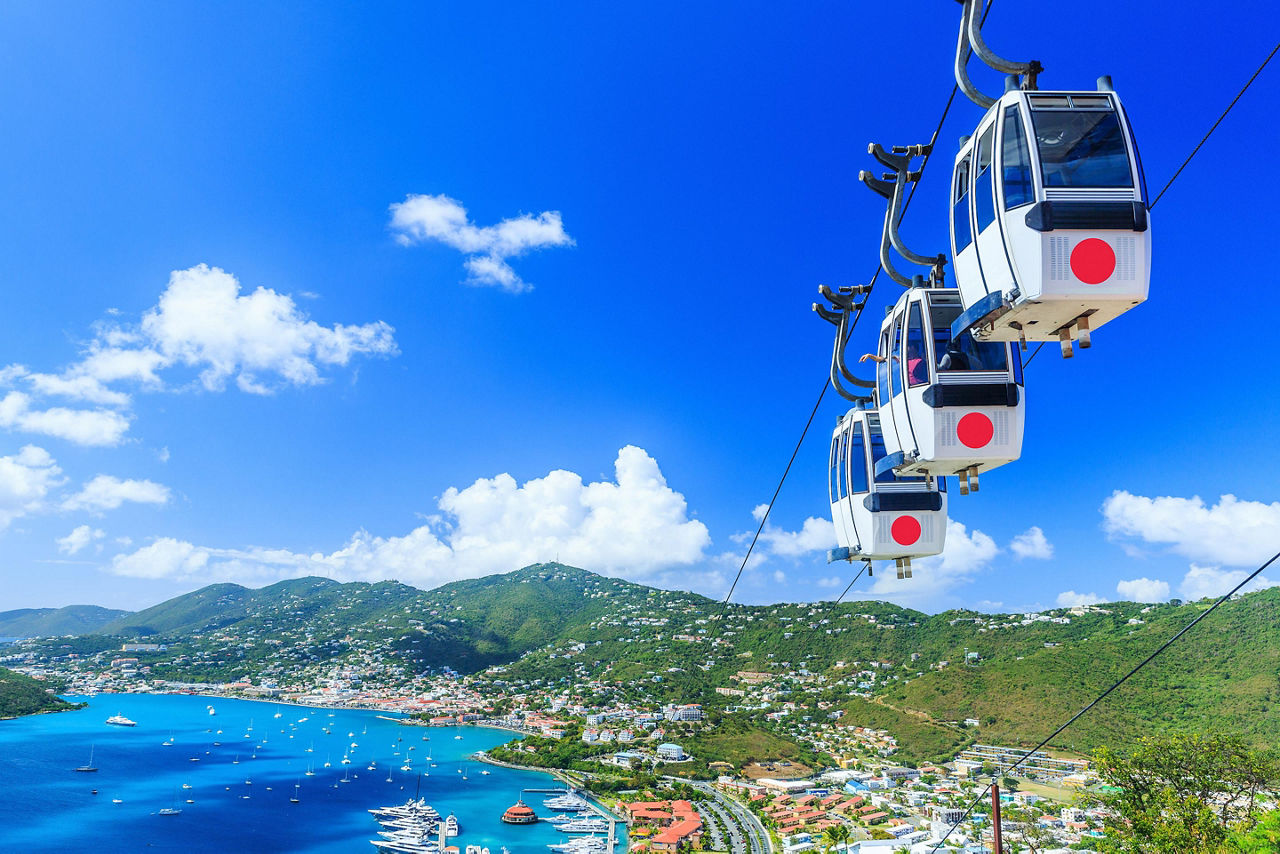 Cable Cars with Bay View,  Charlotte Amalie, St. Thomas