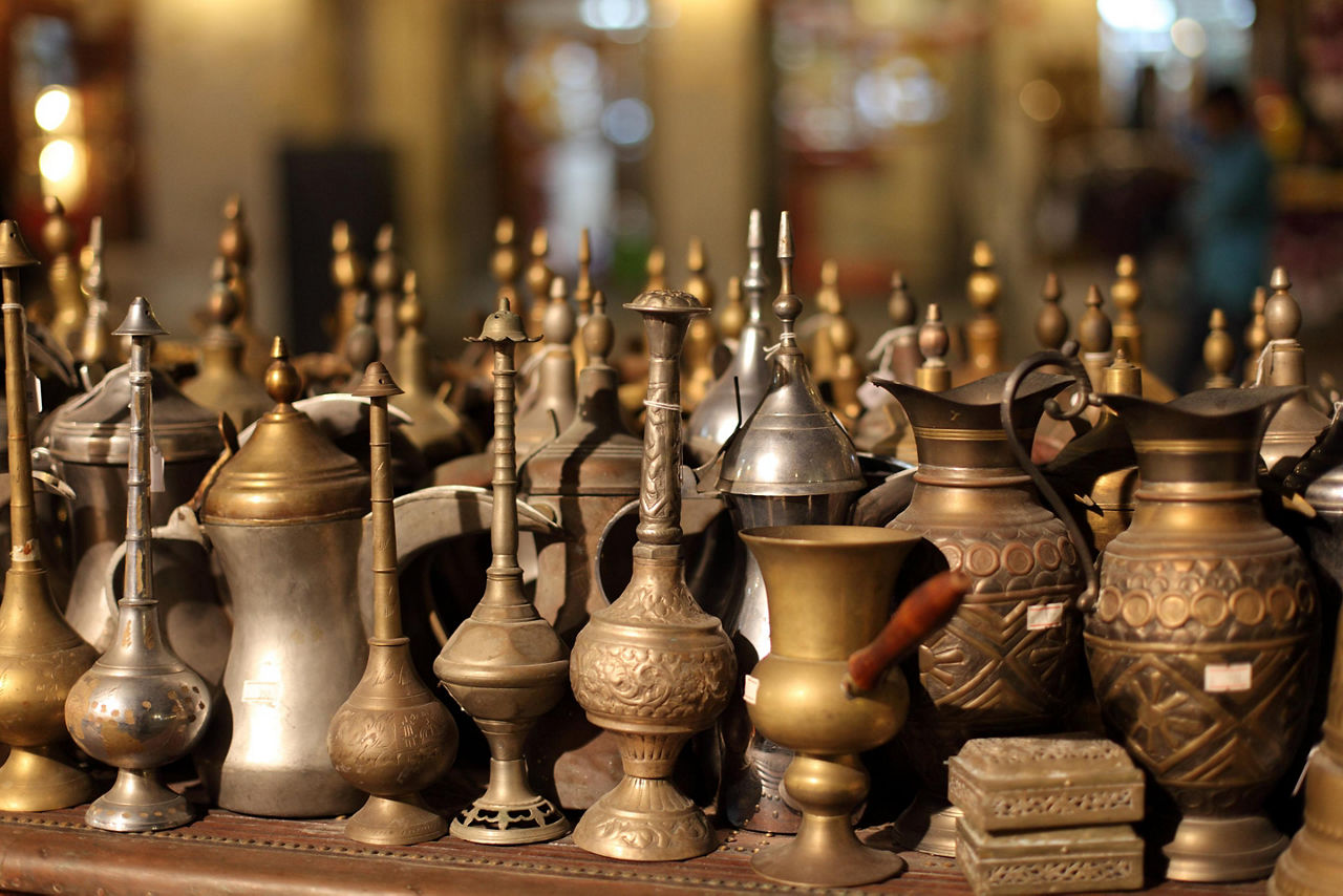 Arabic brass souvenirs for sale in Doha, Qatar