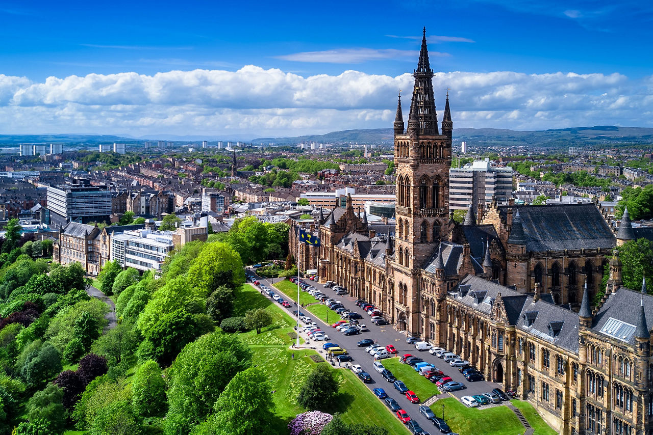 Aerial view of Glasgow, Scotland