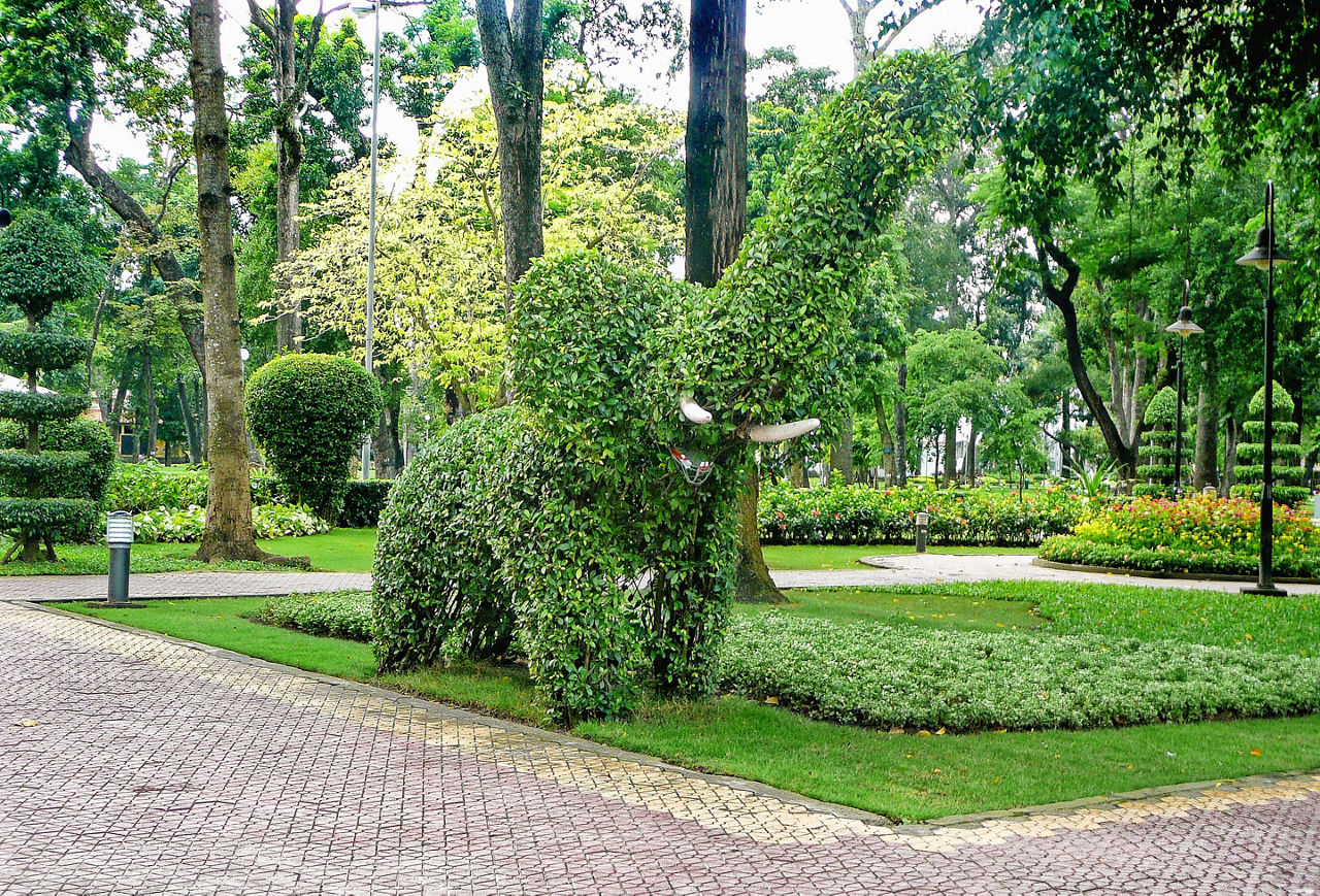 Topiary elephant in a botanical garden, Saigon, Vietnam