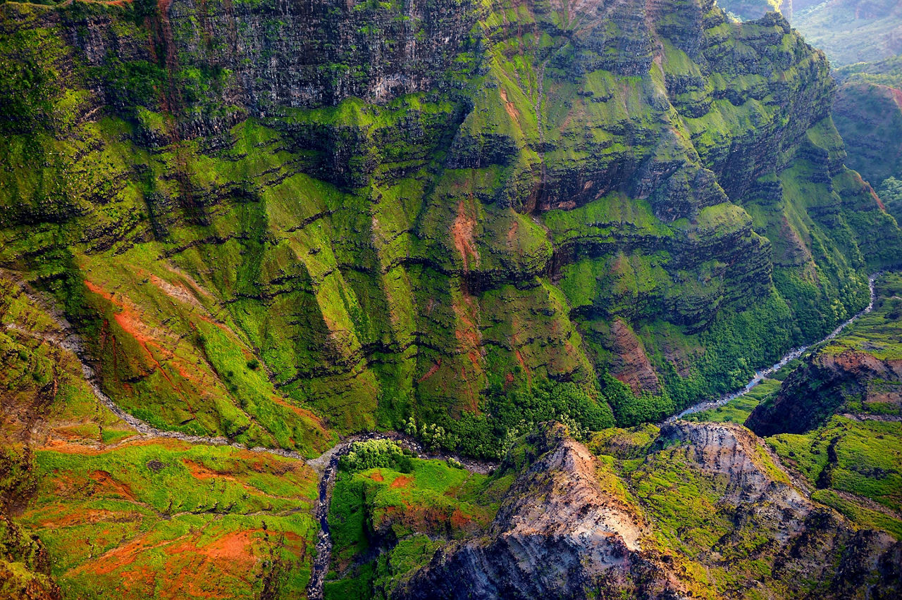 Stunning aerial view of the Waimea Canyon in Kauai, Hawaii