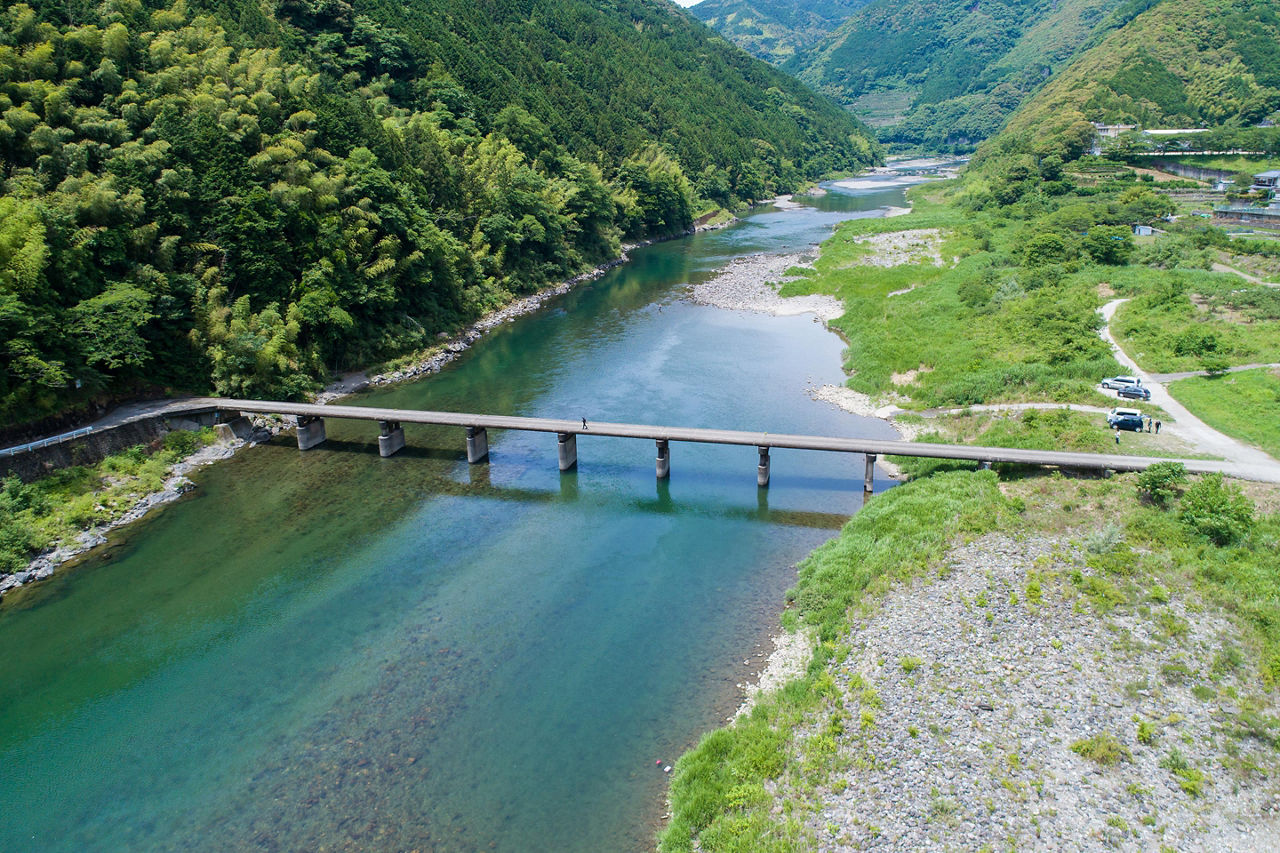 Asao, also known as a low water crossing with a bridge over it in Kochi, Japan