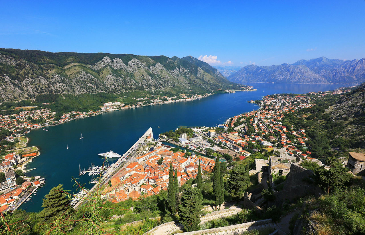 Aerial view of Kotor, Montenegro