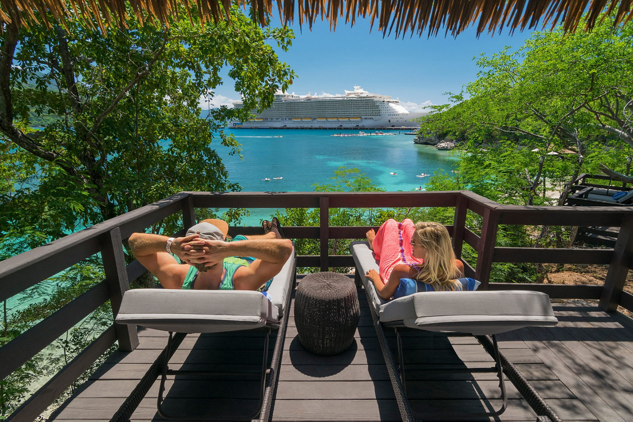 Couple Relaxing Nellies Beach Bungalow, Labadee, Haiti 