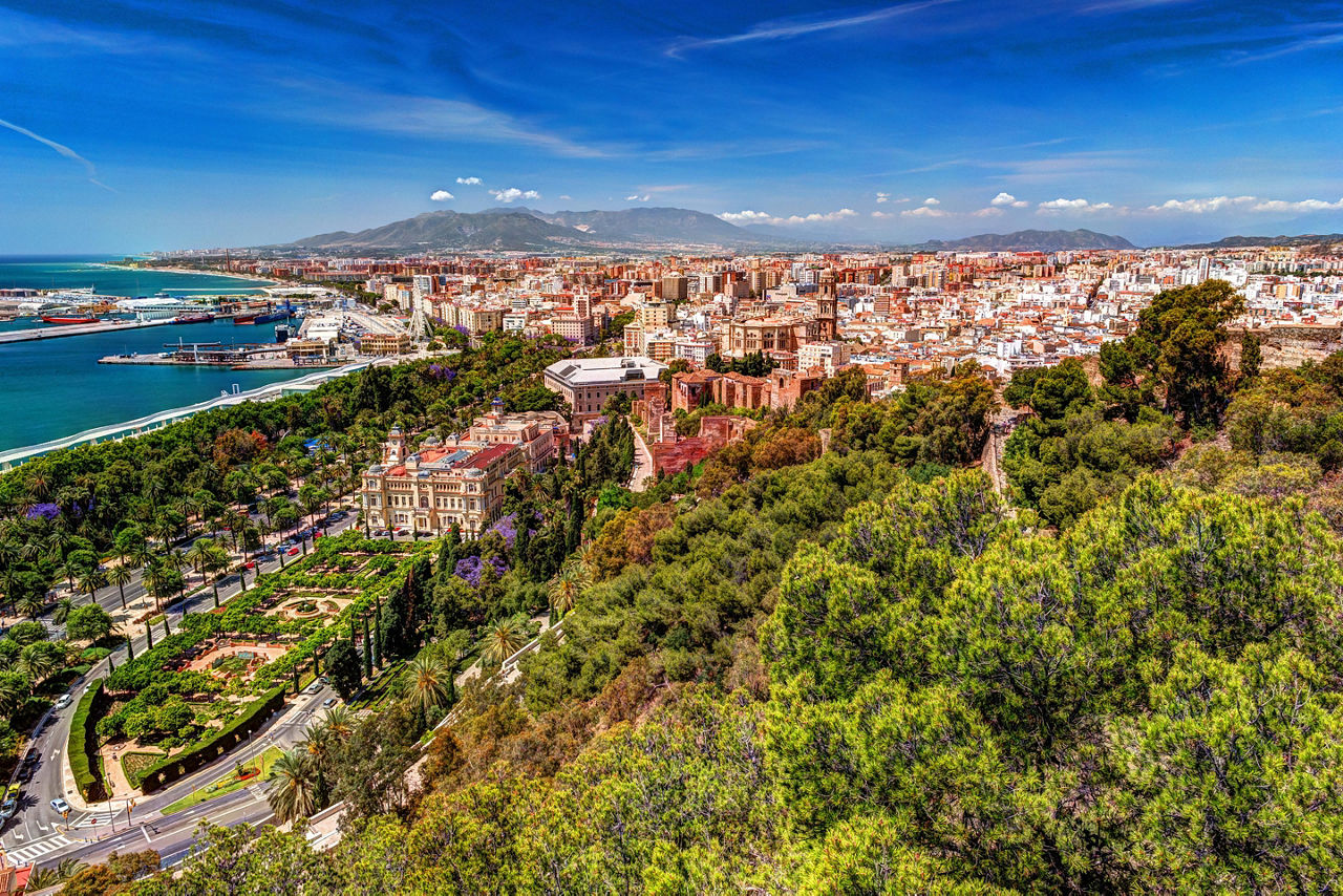 Aerial view of Malaga, Spain