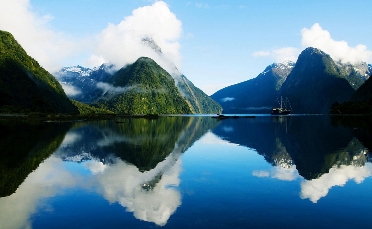 Mitre Peak in Fiordland, New Zealand