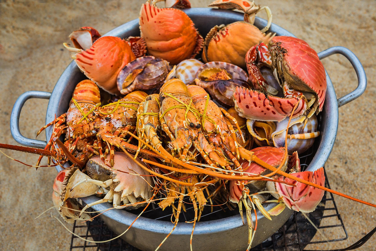 Seafood sold on the beach in Nha Trang, Vietnam