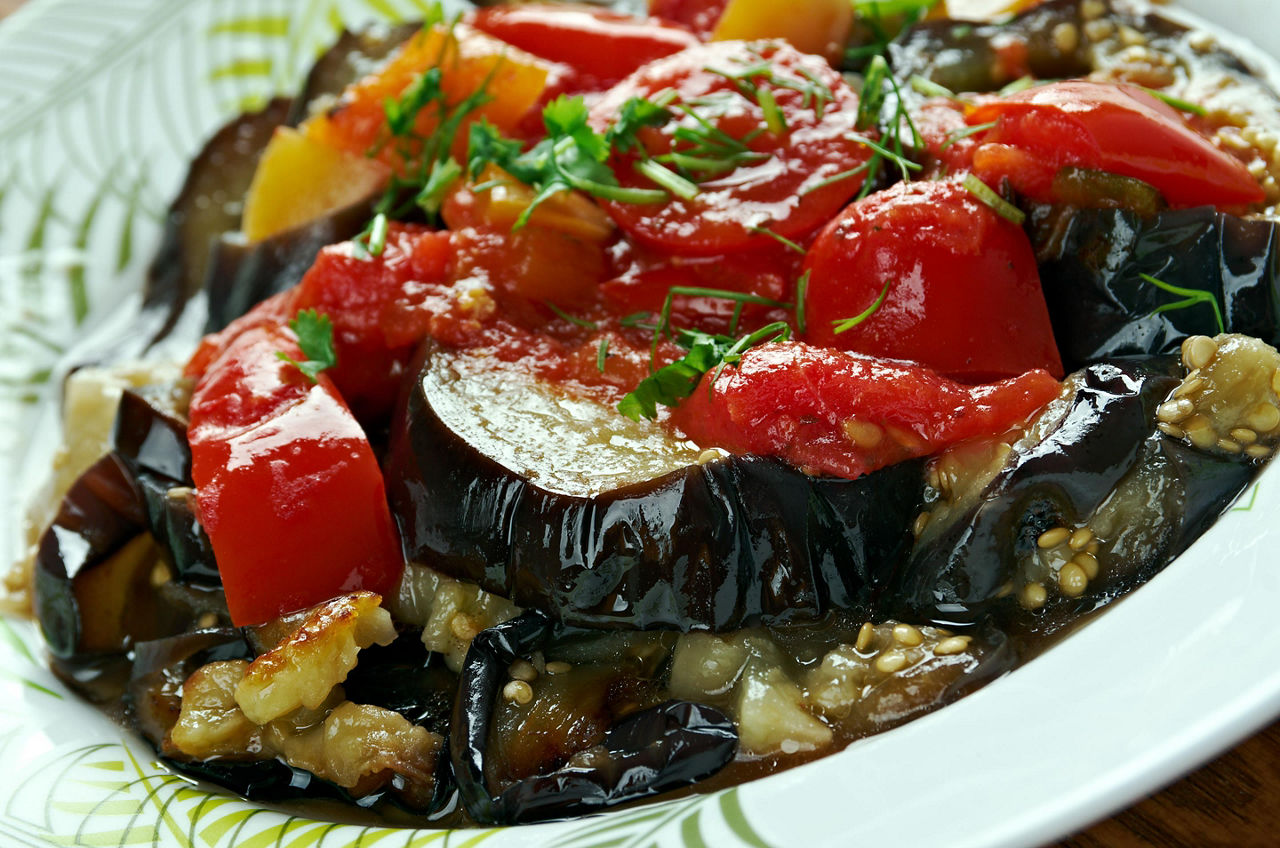 A bowl of tombet, a traditional vegetable dish