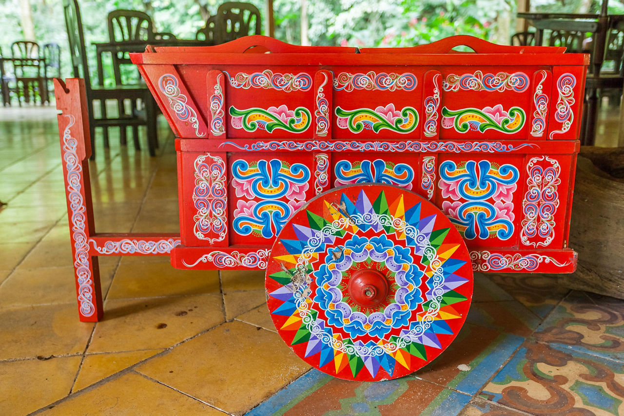 Traditional decorated ox cart in Puntarenas, Costa Rica