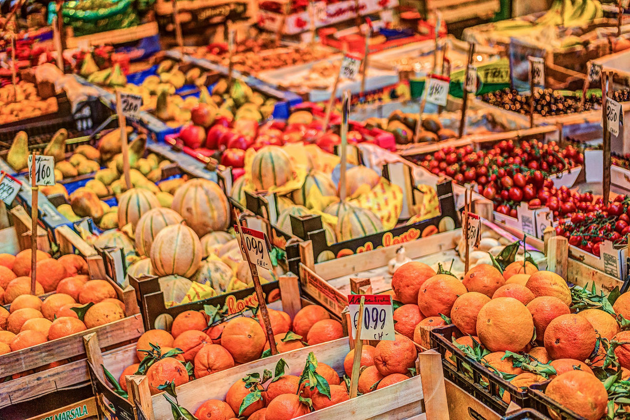 An assortment of vegetables for sale at a market in Palermo, Sicily