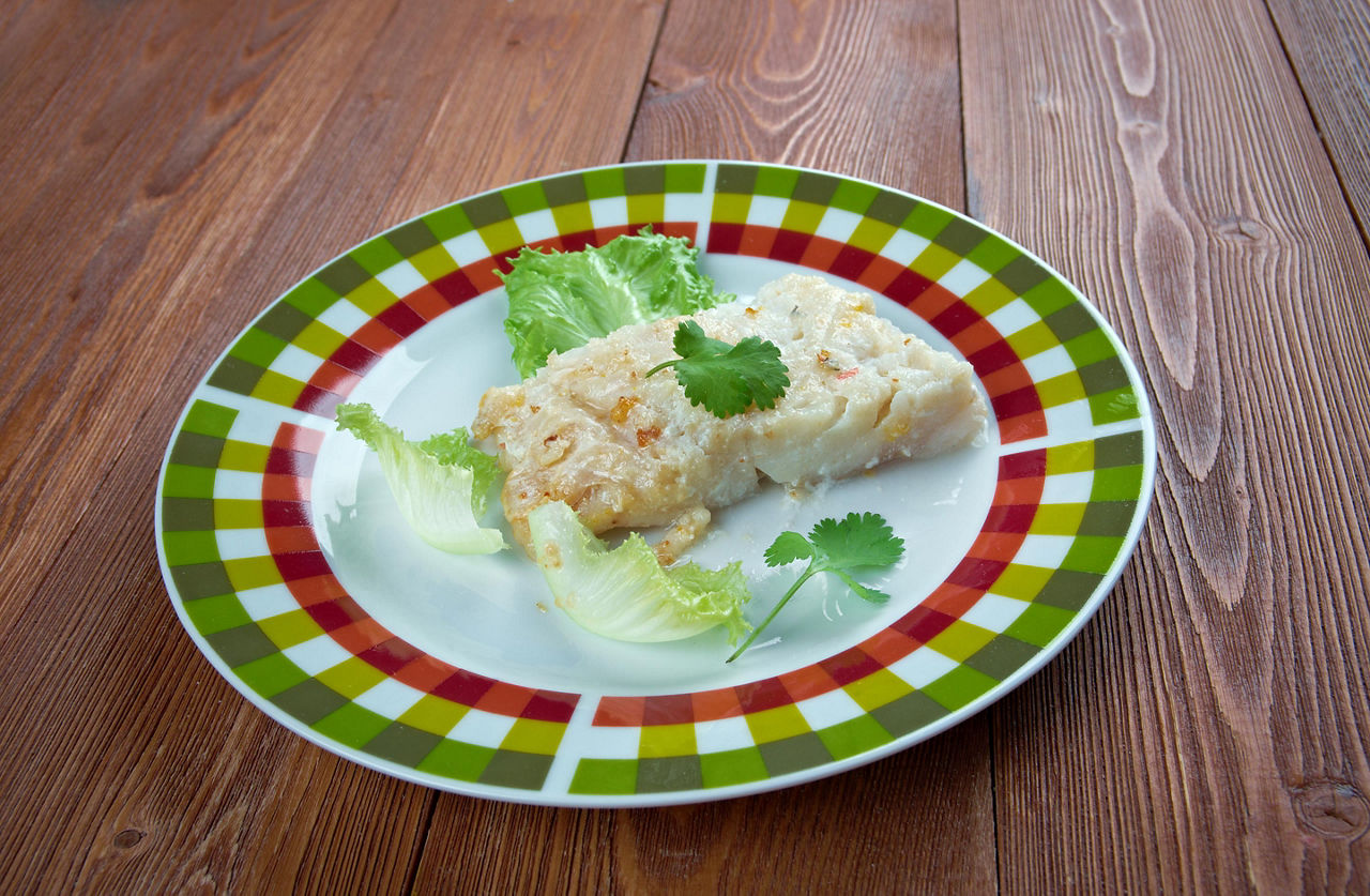 A plate of lutfisk in Norway