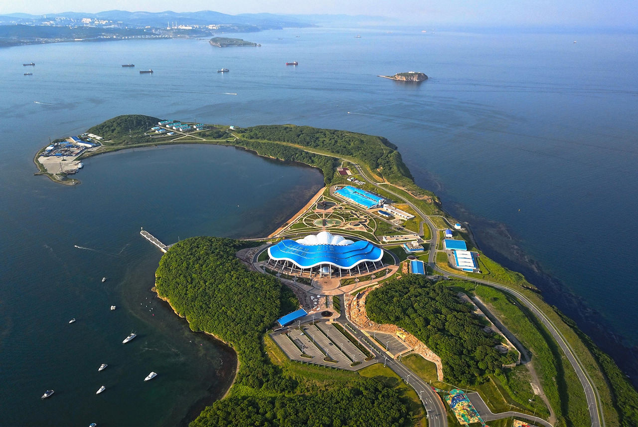 Shell shaped oceanarium in Vladivostok, Russia