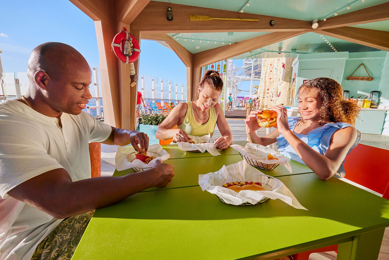 Family Enjoyed Burgers at Basecamp