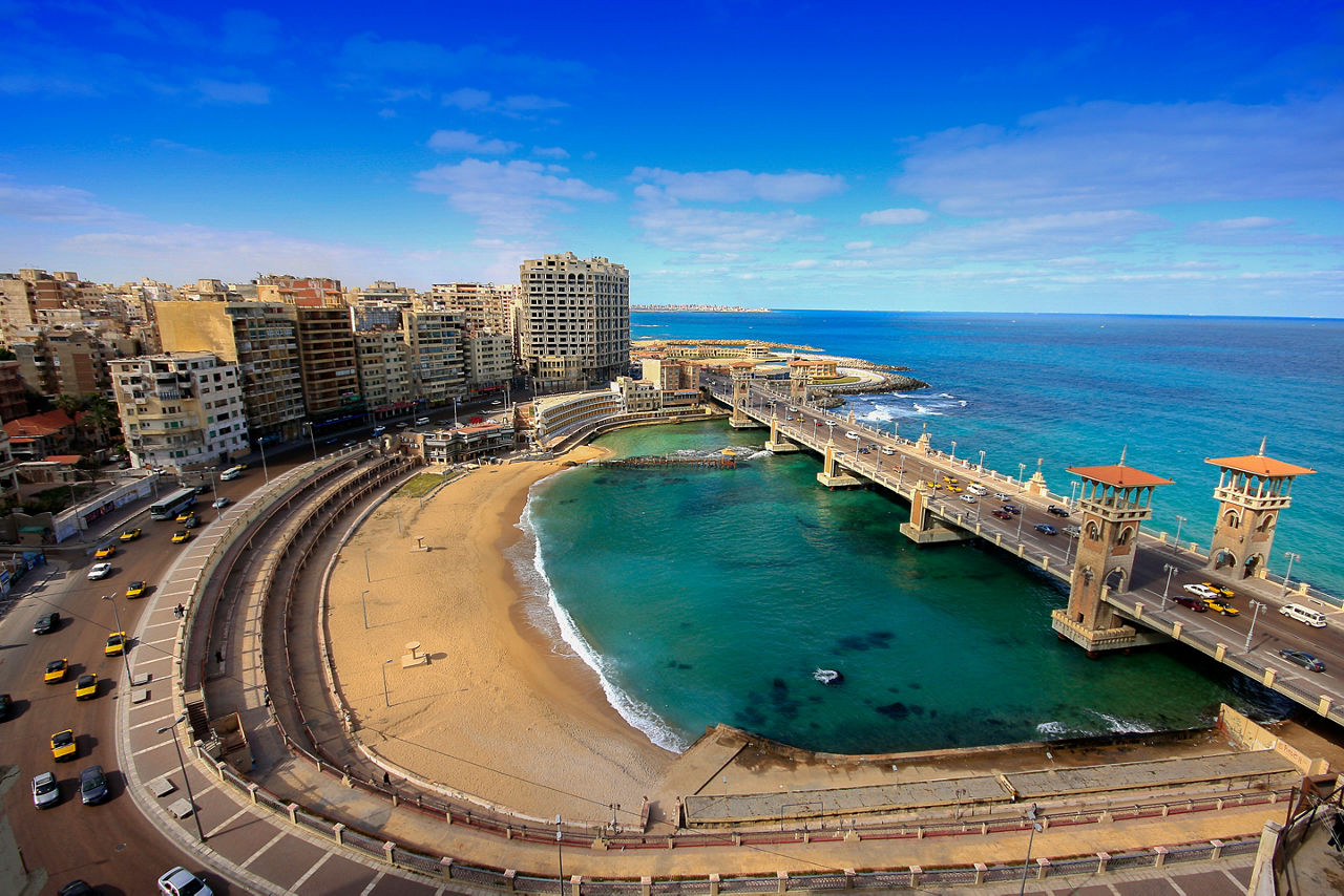 Stanly Bridge Harbor Aerial, Alexandria City, Egypt