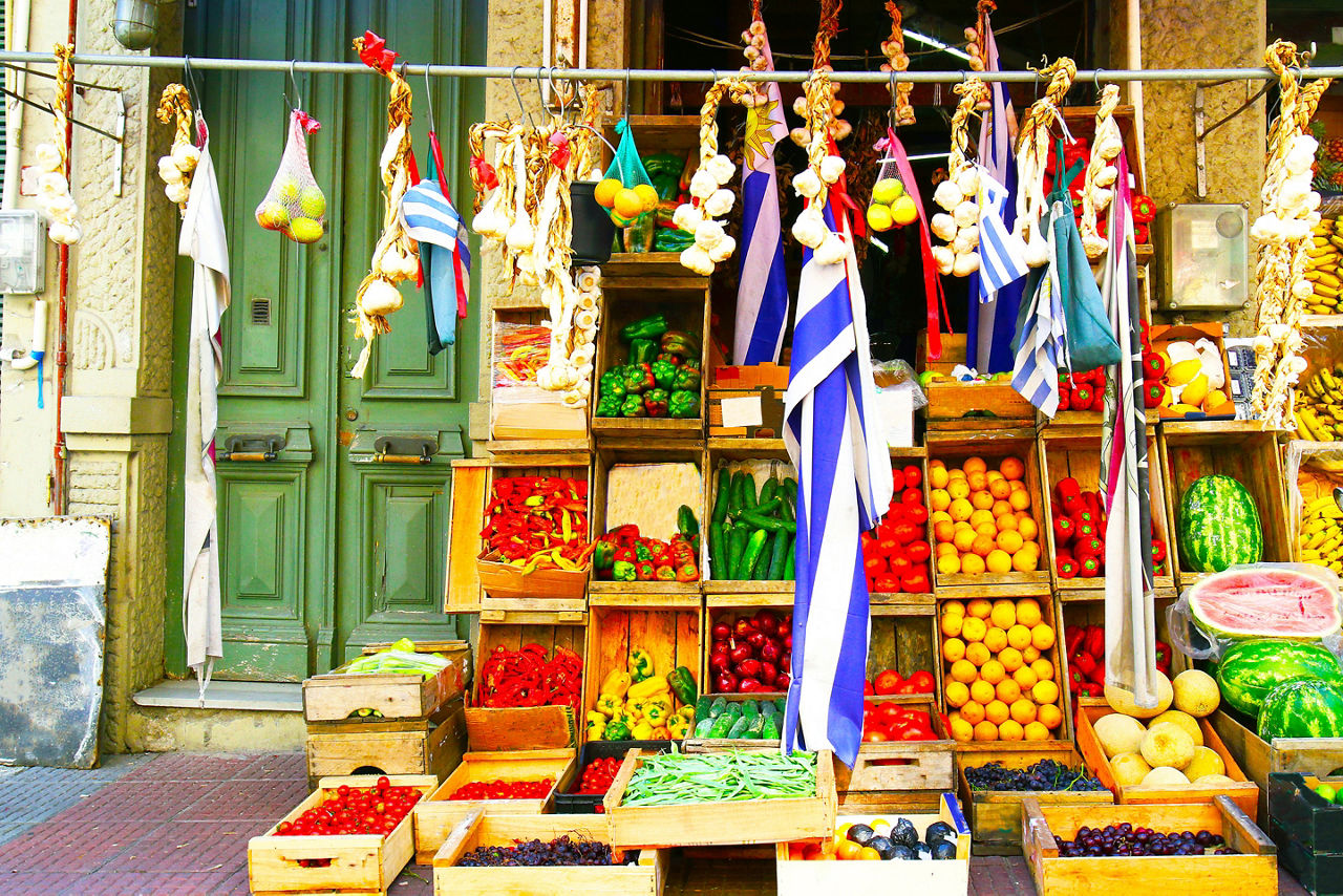 Colourful Street Market Selling Fruits, Vegetable and Produce. Montevideo, Uruguay