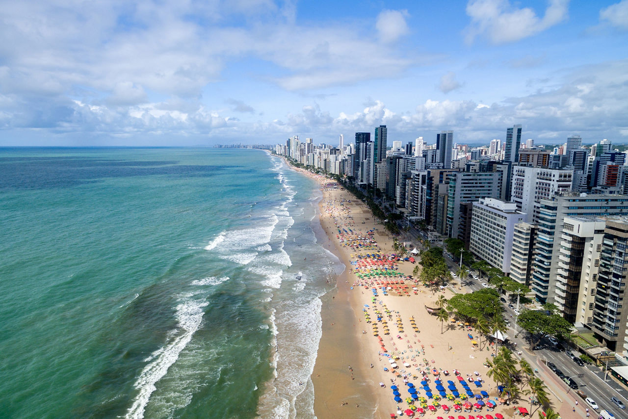 Aerial View of Boa Viagem Beach, Recife, Pernambuco, Brazil