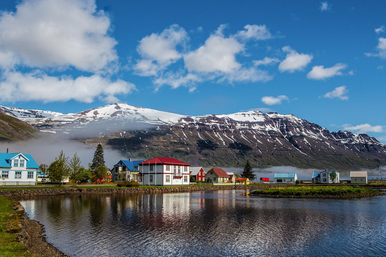 Seydisfjordur, a small town by the fjords at the northeast part of Iceland.