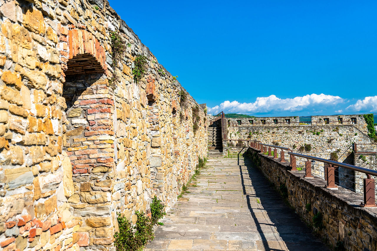 View of San Giusto Castle in Trieste, Italy